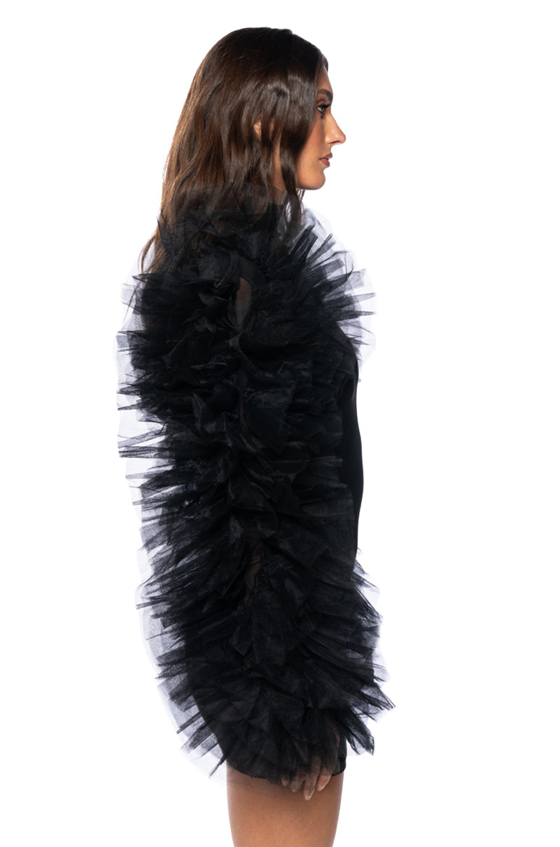 KARMA TULLE SLEEVE MESH MINI DRESS