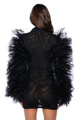 KARMA TULLE SLEEVE MESH MINI DRESS