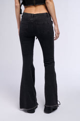 KAT LACE UP LOW RISE FLARE JEANS