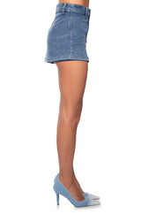 KAT SIDE CINCHED DENIM MINI SKORT