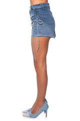 KAT SIDE CINCHED DENIM MINI SKORT