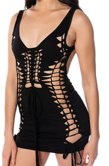 KATANA CUT OUT DETAIL MINI DRESS