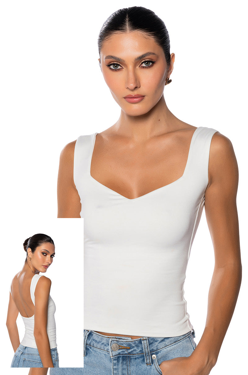 KAYA SWEETHEART CUT LOW BACK TANK TOP