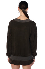 KAYLANI V NECK SWEATSHIRT IN CHARCOAL GREY