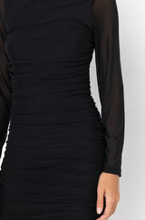 KEEP IT LOW KEY LONG SLEEVE MIDI RUCHED DRESS