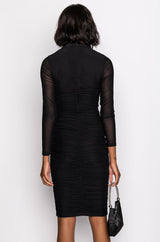 KEEP IT LOW KEY LONG SLEEVE MIDI RUCHED DRESS