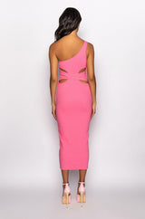 KEEP IT REAL ONE SLEEVE MIDI DRESS