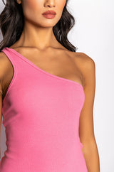 KEEP IT REAL ONE SLEEVE MIDI DRESS