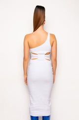 KEEP IT REAL ONE SLEEVE MIDI DRESS