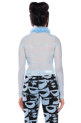 KEEP MY ATTENTION FEATHER DETAIL MESH TOP