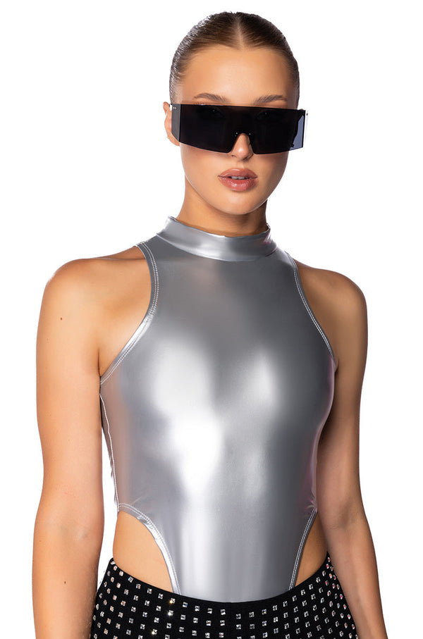 KEEP THAT SAME ENERGY METALLIC SLEEVELESS BODYSUIT