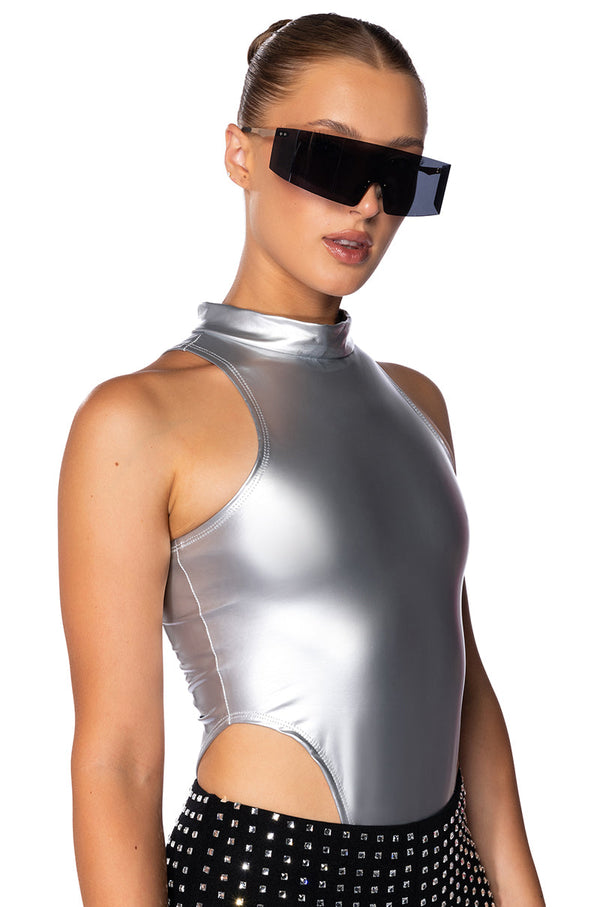 KEEP THAT SAME ENERGY METALLIC SLEEVELESS BODYSUIT