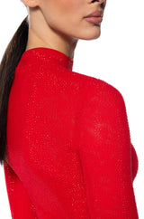 KEEP WALKIN RHINESTONE MIDI DRESS IN RED
