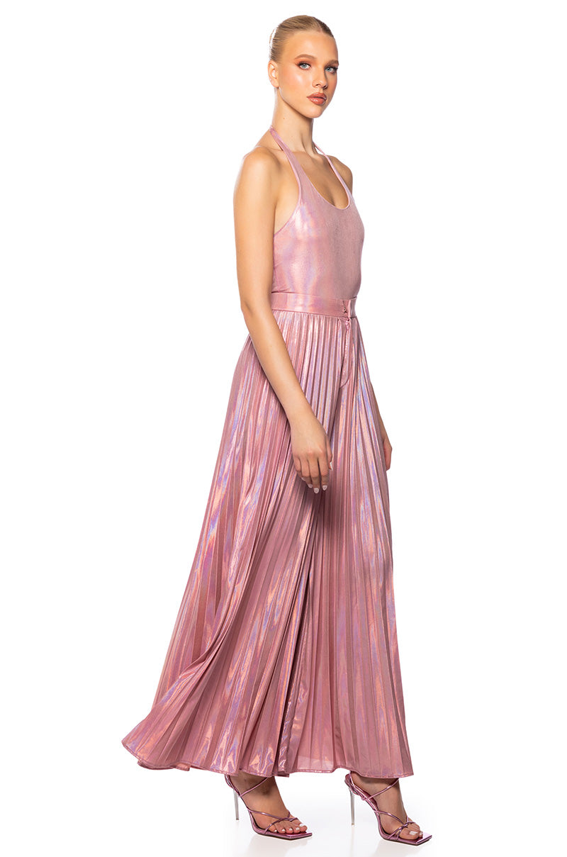 KEIRA METALLIC SLEEVELESS BODYSUIT IN PINK