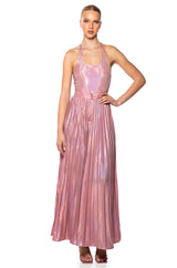 KEIRA METALLIC SLEEVELESS BODYSUIT IN PINK