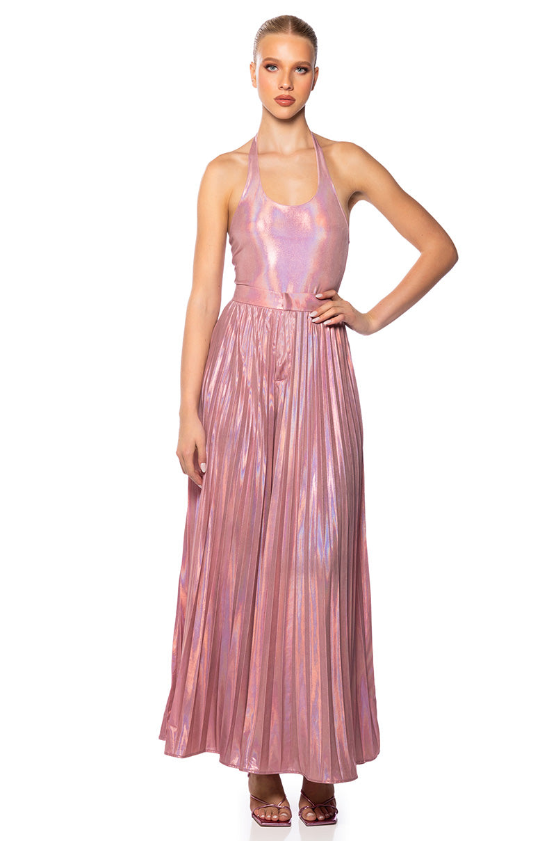 KEIRA METALLIC SLEEVELESS BODYSUIT IN PINK