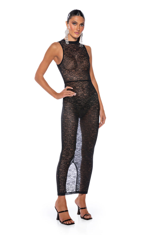 KIKI HIGH NECK LACE MAXI DRESS