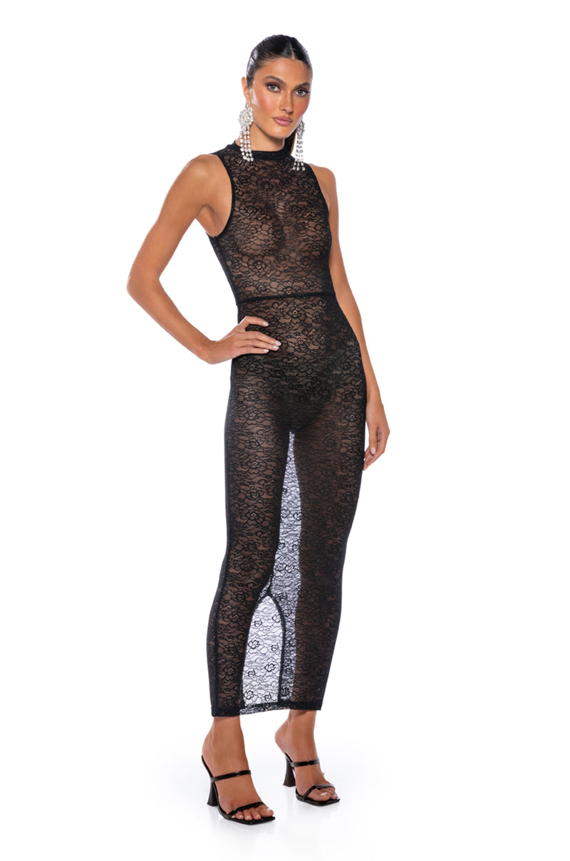 KIKI HIGH NECK LACE MAXI DRESS