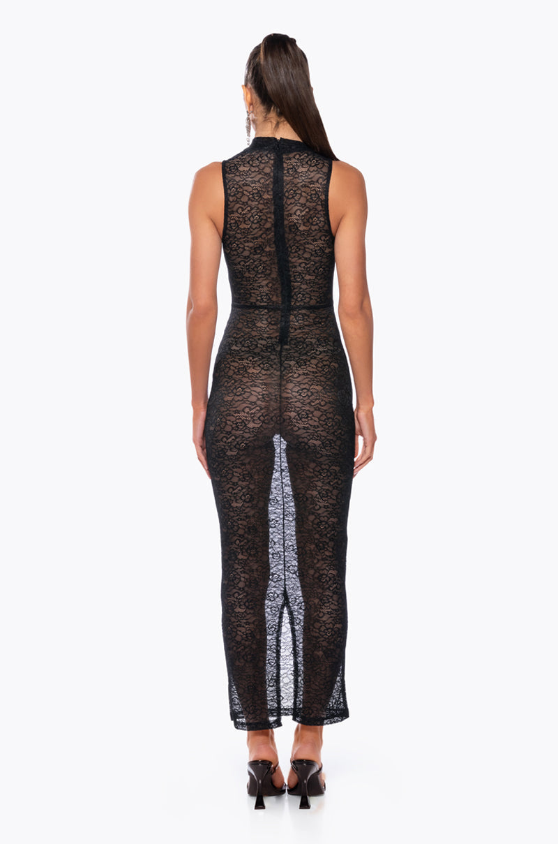KIKI HIGH NECK LACE MAXI DRESS