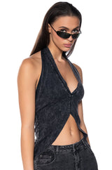 KILEY MINERAL WASH HALTER TOP