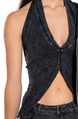 KILEY MINERAL WASH HALTER TOP