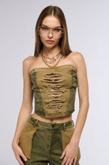 KILL THE LIGHTS DENIM CORSET TOP