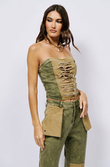 KILL THE LIGHTS DENIM CORSET TOP
