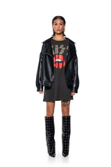 KISS OVERSIZED LONG SLEEVE SHIRT DRESS