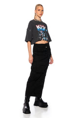 KISS STUDDED CROPPED BAND T SHIRT