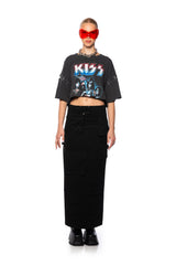 KISS STUDDED CROPPED BAND T SHIRT