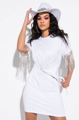 KISS THE RING FRINGE T-SHIRT DRESS