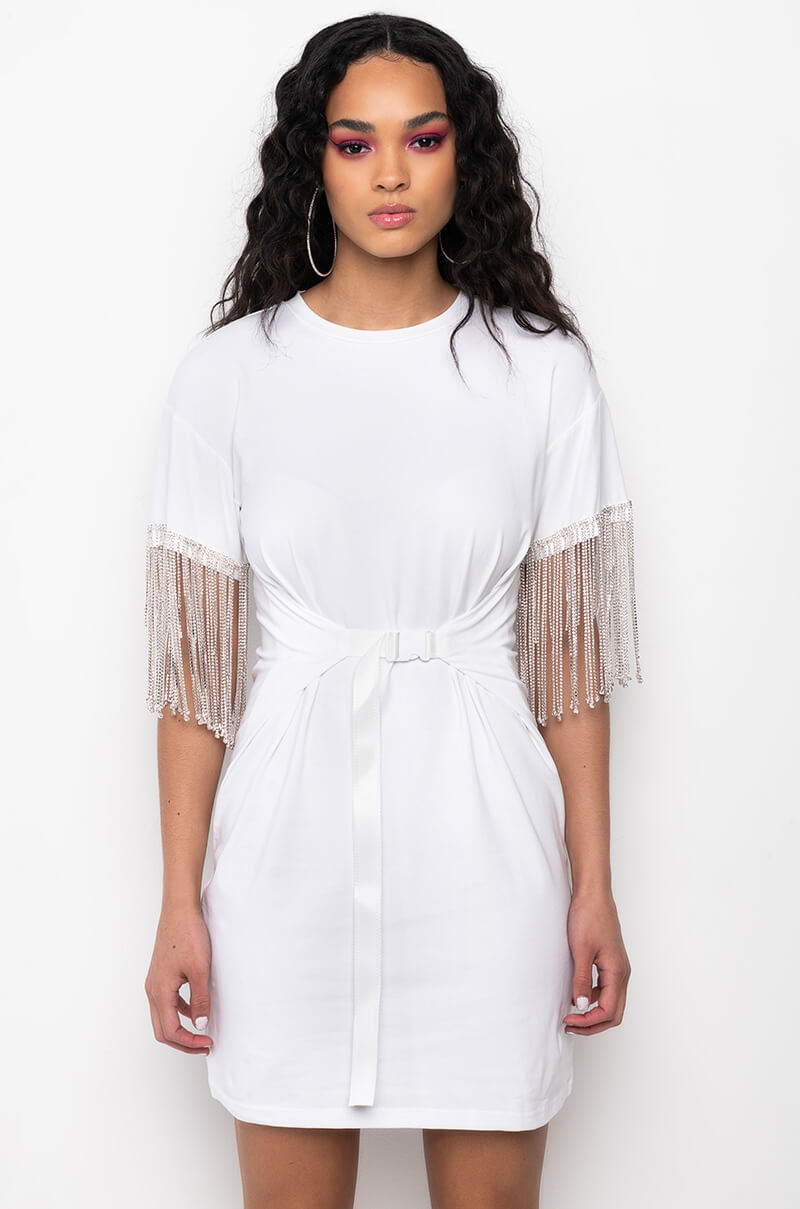 KISS THE RING FRINGE T-SHIRT DRESS