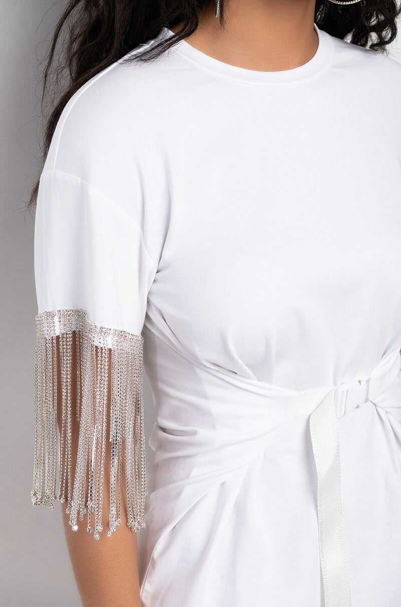 KISS THE RING FRINGE T-SHIRT DRESS