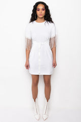 KISS THE RING FRINGE T-SHIRT DRESS