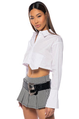 KLARE CROPPED BUTTON DOWN TOP