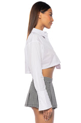 KLARE CROPPED BUTTON DOWN TOP