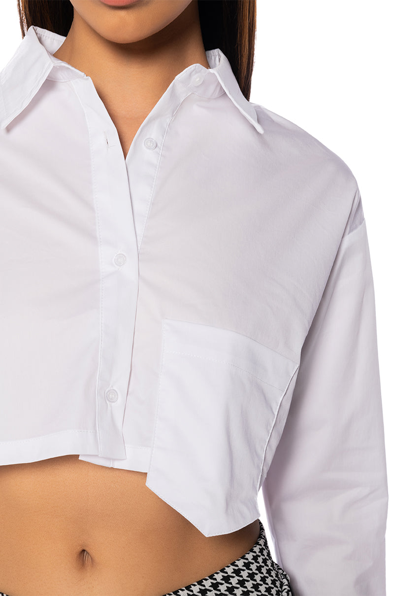 KLARE CROPPED BUTTON DOWN TOP