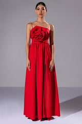 LA FLOR MAXI 3D ROSE DRESS WITH SLIT