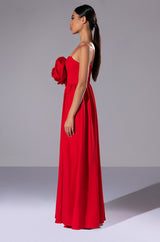 LA FLOR MAXI 3D ROSE DRESS WITH SLIT