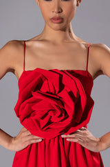 LA FLOR MAXI 3D ROSE DRESS WITH SLIT