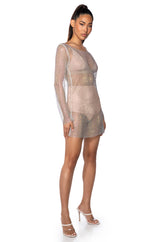 LABRYNTH EMBELLISHED MINI DRESS IN WHITE