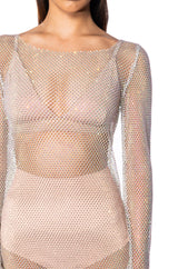 LABRYNTH EMBELLISHED MINI DRESS IN WHITE