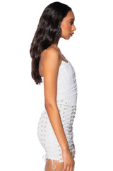 LACE ME UP MESH MINI DRESS