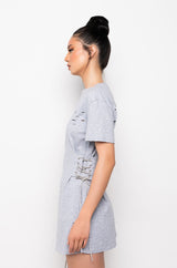 LACE UP RHINESTONE TSHIRT DRESS