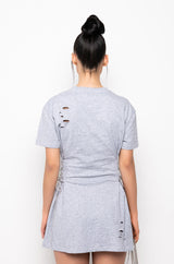LACE UP RHINESTONE TSHIRT DRESS