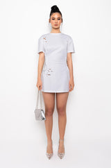 LACE UP RHINESTONE TSHIRT DRESS