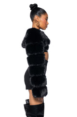 LADIES NIGHT ULTRA CROP FAUX FUR JACKET
