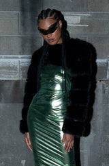 LADIES NIGHT ULTRA CROP FAUX FUR JACKET