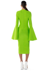 LADY LONG SLEEVE MIDI BANDAGE DRESS