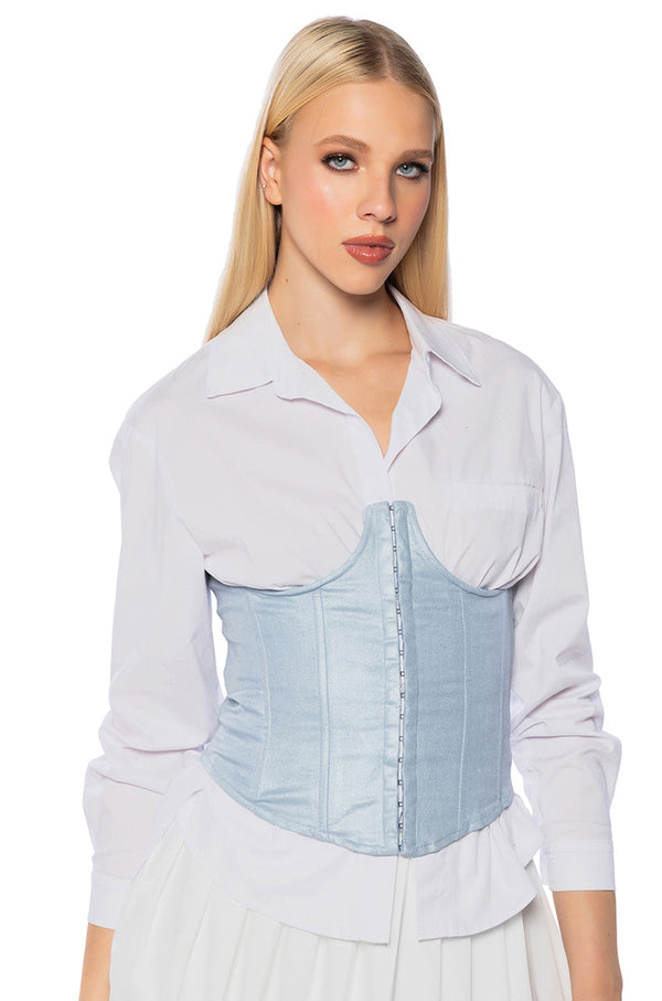 LADY LUCK COATED DENIM UNDERBUST CORSET
